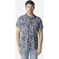 KOROSHI Camisa azul escuro / branco natural