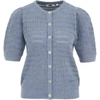 We fashion Casaco de malha azul fumado