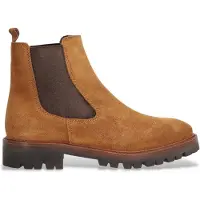Alpe para mulher. 260911 Botins Militare em pele castanha (36), Couro, Marrom, Plano, Nenhum, Casual