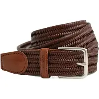 Gant para homem. 9940161 Cinto de couro elástico entrançado castanho (95 cm), Marrom, Casual, Clássico, Pele