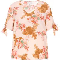 Usha Blusa 'Fashion Look' creme / turquesa / castanho / vermelho