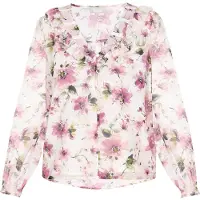 Usha Blusa 'Fashion Look' verde / cor-de-rosa / eosin / branco