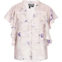Dreimaster Blusa 'Vintage' lilás / malva / roxo escuro / branco
