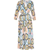 IZIA Vestido marinho / azul claro / mostarda / branco