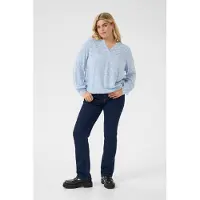 KAFFE CURVE Blusa 'KCDiana' azul céu / branco