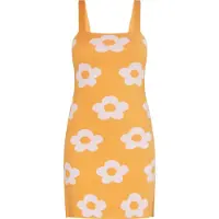 Swirly Vestido laranja / branco
