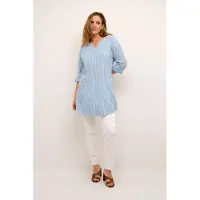 Cream Túnica 'Venta' azul / branco