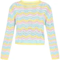 IZIA Pullover azul claro / amarelo claro / cor-de-rosa / branco