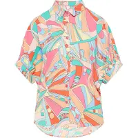 Usha Blusa 'Fashion Look' turquesa / azul claro / alperce / cor-de-rosa
