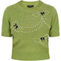 Faina Pullover 'Fashion Look' kiwi / preto / branco pérola