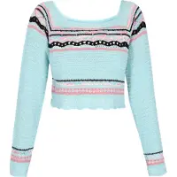 IZIA Pullover 'Boho' turquesa / rosé / rosa escurecido / preto