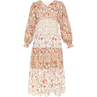 Usha Vestido azul / laranja / vermelho / branco