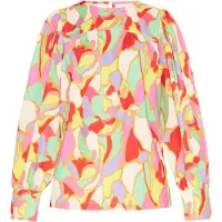 Usha Blusa amarelo / verde claro / vermelho / branco
