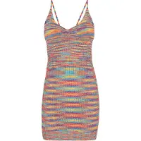 Mymo Vestido de malha 'Spring Summer' azul escuro / amarelo / jade / vermelho