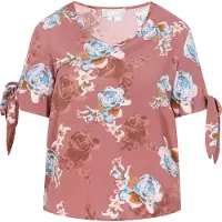 Usha Blusa 'Fashion Look' azul / castanho / castanho de castanha / branco