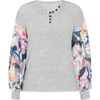 Usha Pullover 'Fashion Look' marinho / cinzento claro / laranja claro / branco