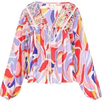 IZIA Blusa 'Fashion Look' roxo claro / cor-de-rosa / vermelho / branco