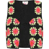 IZIA Colete de malha verde claro / vermelho / preto