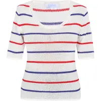 Usha Pullover azul / vermelho / branco
