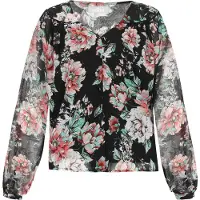 Usha Blusa aqua / salmão / preto / branco