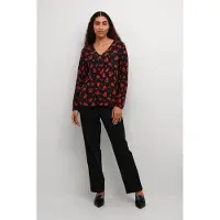 Kaffe Blusa 'Amber' vermelho / preto