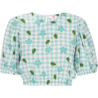 Mymo Blusa 'Spring Summer' azul céu / azul claro / verde escuro / branco