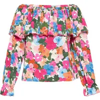 Usha Camisa 'Fashion Look' azul céu / verde escuro / cor-de-rosa / rosa escuro