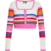 Mymo Casaco de malha azul / laranja / cor-de-rosa / offwhite