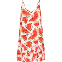 Mymo Vestido de verão 'Spring Summer' verde escuro / vermelho / preto / branco