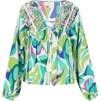 IZIA Blusa 'Fashion Look' aqua / verde claro / magenta / offwhite