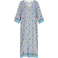 Usha Vestido creme / azul / aqua / amarelo