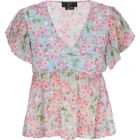 Faina Blusa azul claro / verde / rosa