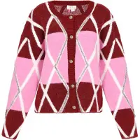 IZIA Casaco de malha rosa / borgonha