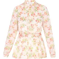 Usha Blusa 'Fashion Look' turquesa / pêssego / vermelho-alaranjado / offwhite
