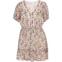 IZIA Vestido de verão 'Fashion Look' camelo / azul fumado / preto / branco