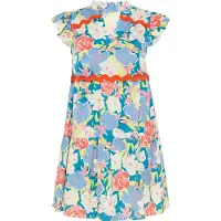 Usha Vestido de verão 'Fashion Look' azul ciano / azul claro / cor-de-rosa / branco