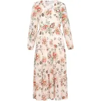 Usha Vestido bege / creme / castanho escuro / verde relva