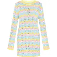 IZIA Vestido de malha 'Festival' azul claro / limão / rosé / branco