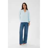 Kaffe Blusa 'KATine' azul claro / branco