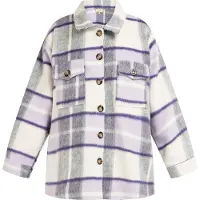 Mymo Casaco meia-estação cinzento claro / roxo / ameixa / branco lã
