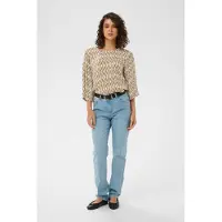 Kaffe Blusa 'KAEbellen Amber' bege escuro / branco