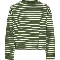 Ichi Sweatshirt 'BASMA' verde escuro / branco