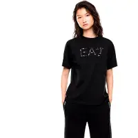 EA7 para mulher. 7W001096_AF21636 Camiseta de malha Logo Series preto (S), Casual, Algodão, Manga curta