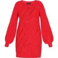 Faina Vestido de malha vermelho