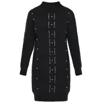 Faina Vestido de malha preto / branco pérola