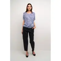 Kaffe Blusa 'Amber' índigo / branco