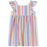 MINOTI Vestido aqua / azul real / amarelo / branco