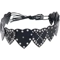 Desigual , Cinto com tachas de corações, Poliuretano, Preto, U