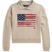 Ralph Lauren para menina. 313B19952001 Moletom Bandeira bege ((L) 10/11años= 144/154cm), Casual, Algodão, Manga comprida, moda infantil