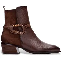 Hispanitas para mulher. PHI254297 Botas de couro Verona castanhas (42), Marrom, 3 a 5cm, Zíper, Casual